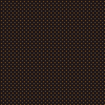 Dark brown, black background with small gray and yellow polka dots Classic geometric seamless pattern Simple rustical style