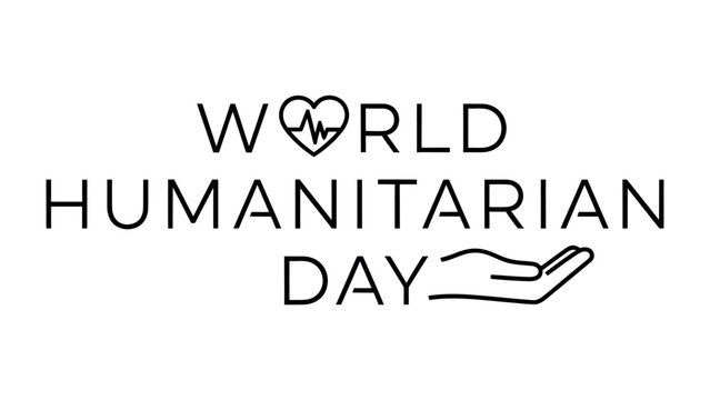 World Humanitarian Day Awareness Graphic: A stylized graphic promoting World Humanitarian Day, featuring text alongside symbolic imagery of a heart with a pulse line and an open hand offering help.