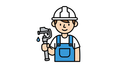 Fototapeta premium Plumber Holding Pipe Wrench Tool.