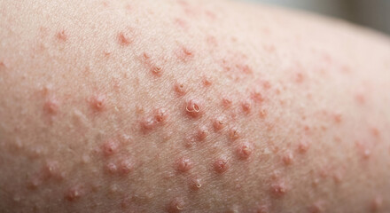 Fototapeta premium Close-up of skin with folliculitis. Skin irritation and inflammation. Health problem.