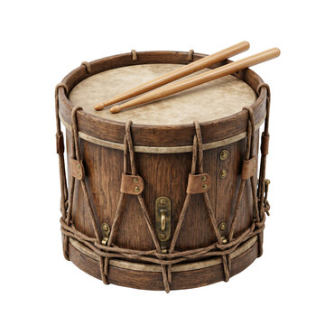 Rustic Wooden Colonial Drum with Authentic Leather Cords and Brass Rivets