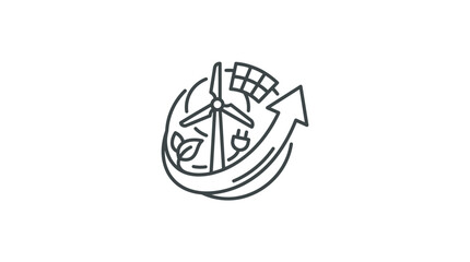 Renewable energy icon with wind turbine and solar panel © ADIT DITATA