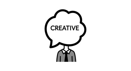 Person with a large creative thought bubble head © andi