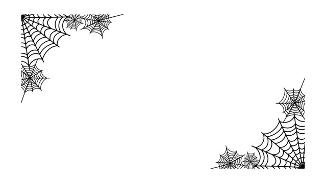 Spooky Spiderwebs Border: Intricate spiderwebs adorn the corners of a white space, creating a creepy and atmospheric border perfect for Halloween or scary-themed designs.