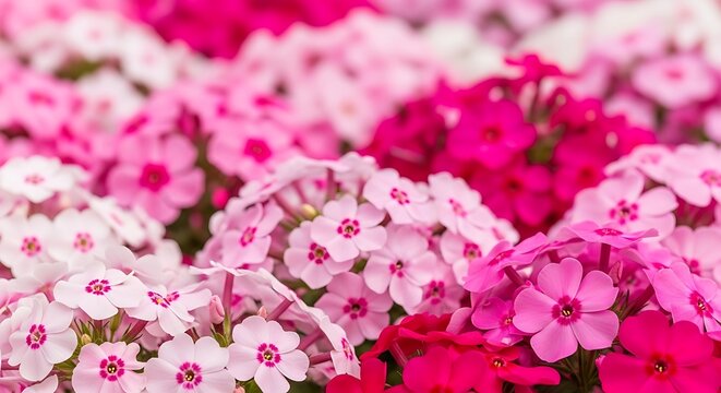 Vibrant pink phlox flowers in close up view