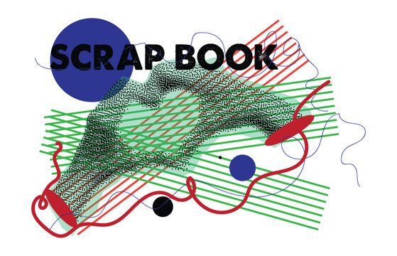 Scrapbook with colorful lines and shapes
