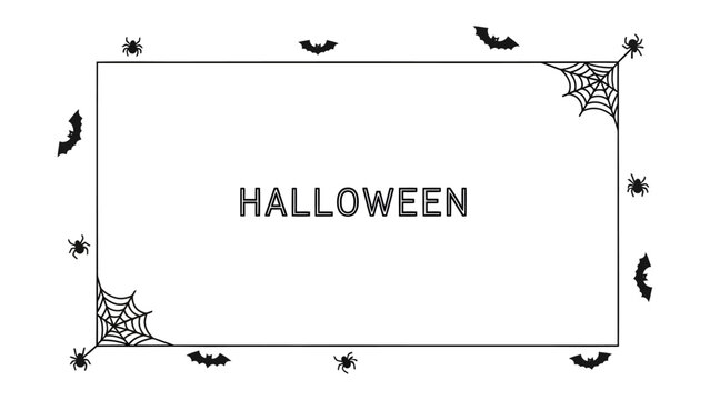 Spooky Halloween Frame: A simple yet effective rectangular frame adorned with traditional Halloween motifs like bats, spiders, and cobwebs, perfect for invitations or decorations.
