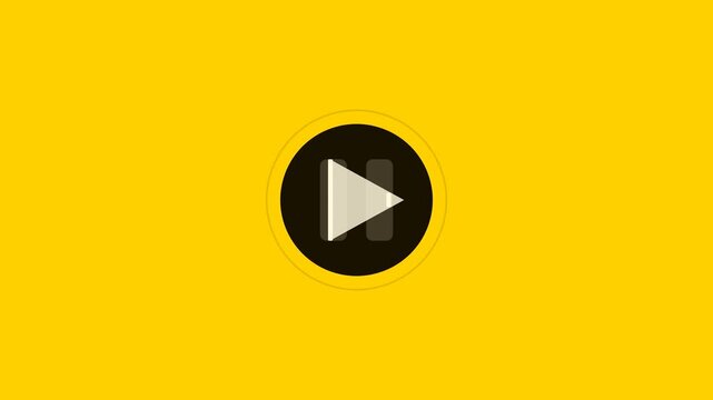 Play and Pause Media Icon Transition on Yellow Background