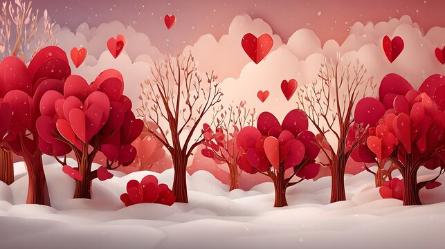 Vibrant red heart shaped balloons floating against white background