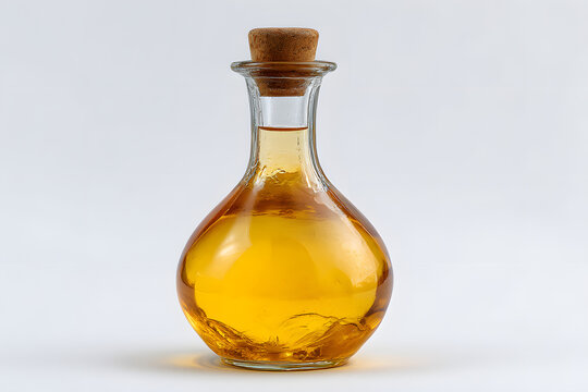 Glass flask filled with golden honey wine, representing the non-alcoholic version of Ethiopian tej beverage