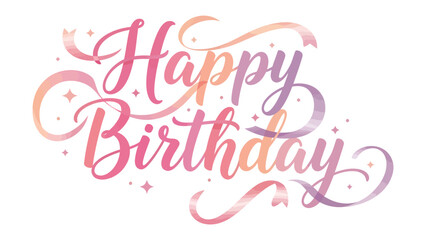 Happy Birthday Calligraphy: A vibrant and elegant Happy Birthday greeting in a playful, hand-lettered calligraphy style, featuring a gradient of warm pink and soft purple hues. © Mohiuddin123