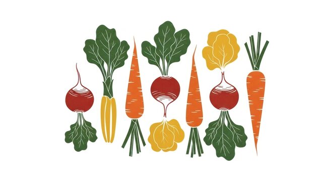 Colorful hand drawn vegetables illustration for healthy eating and design