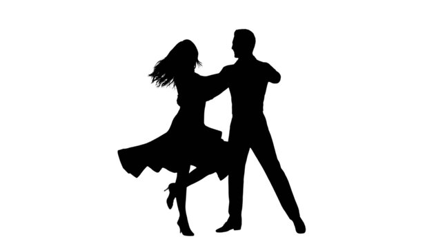 Couple dancing tango silhouette style isolated on transparent background, Vector