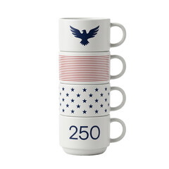 Obraz premium Set of Four Modern Stackable Coffee Mugs with Minimalist Patriotic Designs
