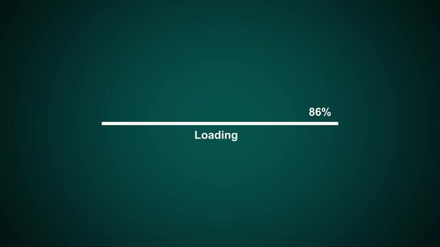 Loading Progress Bar at 86 Percent on Dark Digital Screen with Futuristic User Interface, Data Processing Status and System Update Animation