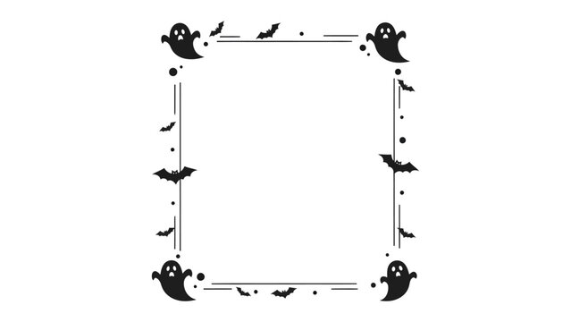 Halloween Ghost and Bat Frame: A whimsical square frame featuring playful black ghosts and fluttering bats, perfect for adding a spooky touch to your Halloween designs.