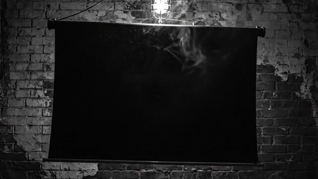 Black Backdrop Reveal of Colorful Smoke Explosion Against a Brick Wall Background in Dramatic Lighting
