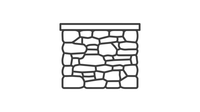 Masonry stone wall with flat capstone line art.