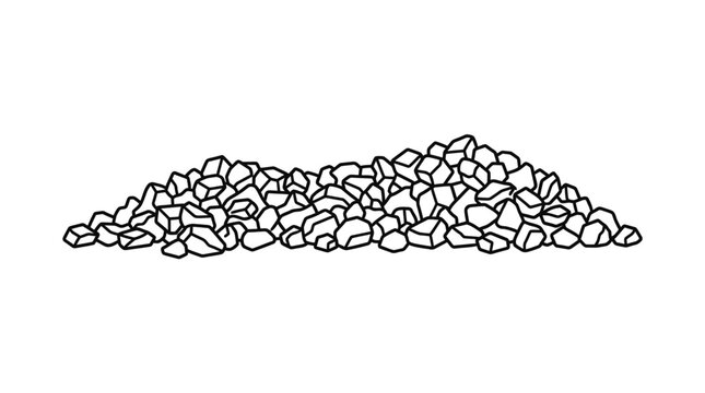 Pile of crushed stones for construction base line art.