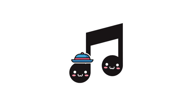 Smiling eighth note music characters.
