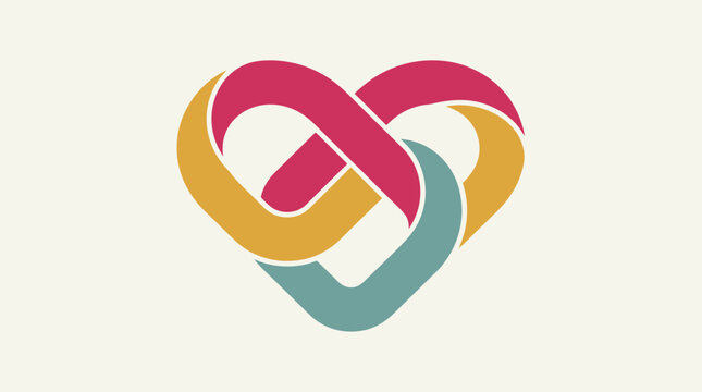Interlocking colorful heart icon representing unity and connection.