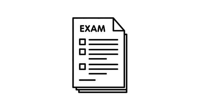 Stack of exam sheets paperwork.