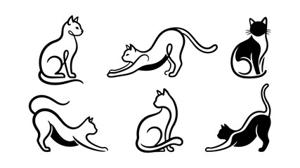 Fototapeta premium Cat Logo Set Minimalist Line Art Vector Icons