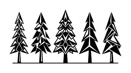 Obraz premium Geometric Pine Tree Set Vector Illustration for Logo Design