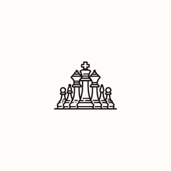 Fototapeta premium Chess logo style icon design template vector illustration