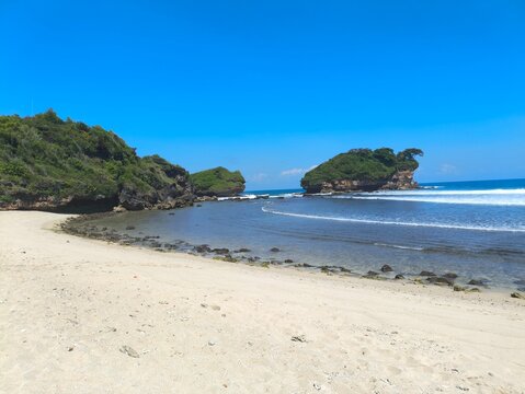 tropical watu karung beach in Indonesia