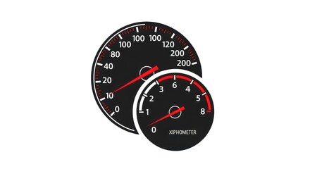 Fototapeta premium Vehicle gauges showing speed and rpm against a white background