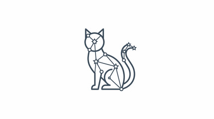 Geometric cat constellation with stars and celestial lines. © Aleksander