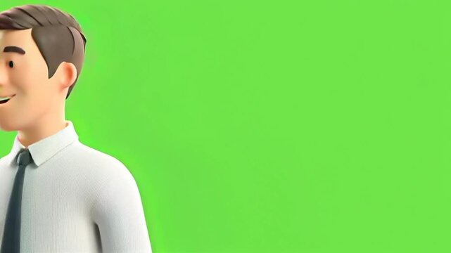 3d model business man standing and wearing white shirt and tie in green background