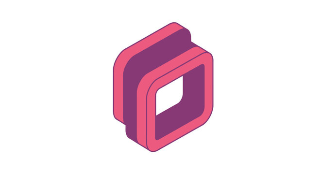 Isometric pink and purple square frame element