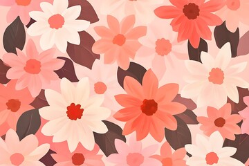 Obraz premium Vibrant floral pattern in pink and white