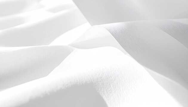 Abstract White Fabric Folds and Shadows Minimalist Background.