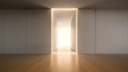 Fototapeta premium Minimal Architectural Portal Entrance with Luminous Opening and Premium Copy Space