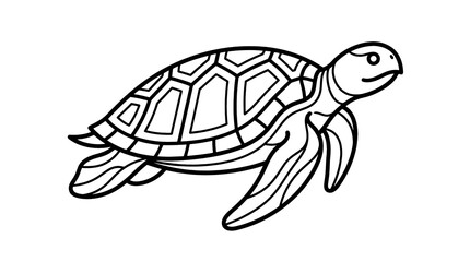 Fototapeta premium smiling sea turtle swimming coloring page 