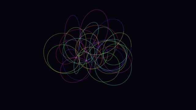 Hypnotic seamless loop of a glowing magenta mathematical knot morphing through an abstract topology field in crisp volumetric detail. Ideal for meditation background, vj loop. 4K UHD.