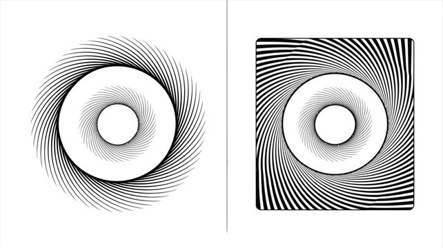 Abstract geometric spiral patterns with black and white contrast design