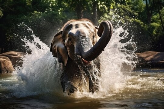 Elephat waterfall wildlife elephant.