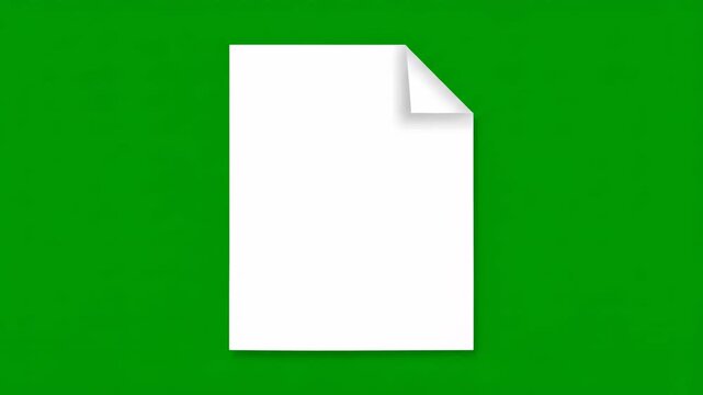 White Paper Pages Turning in Sequence with Green Screen Background and Copy Space