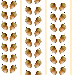 seamless watercolor pattern autumn acorn leaves © WatercolorDigitalArt