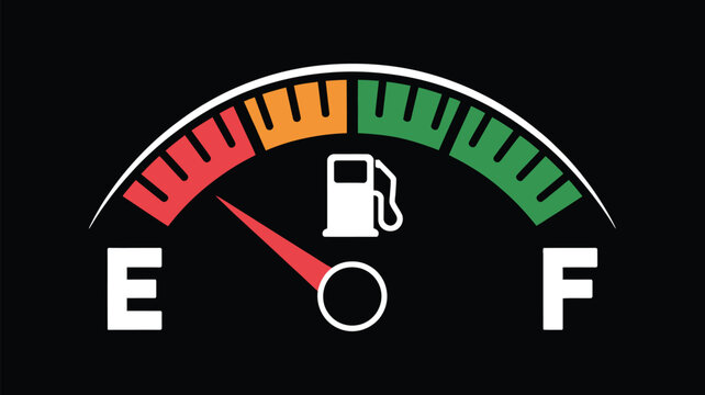 Fuel Gauge with Needle Pointing to Empty Tank Warning for Automotive Warning Indicator Design
