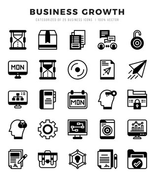 Business Growth web icons in Lineal Filled style.