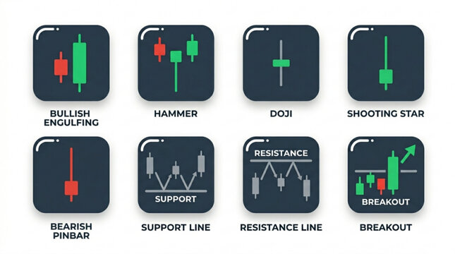 Candlestick patterns for stock market trading analysis
