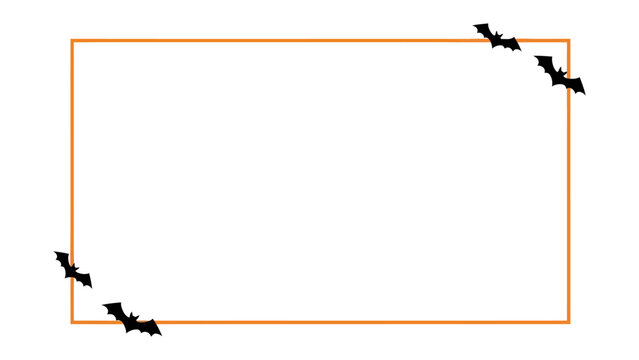 Halloween Bat Border: A festive border composed of silhouetted bats fluttering around an empty rectangular frame, evoking a spooky and playful Halloween theme.