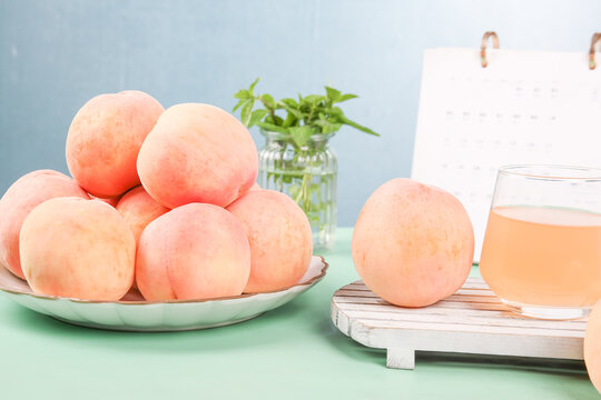 Fresh Delicious Yangshan Peaches from Wuxi - Produce & Juice Still Life