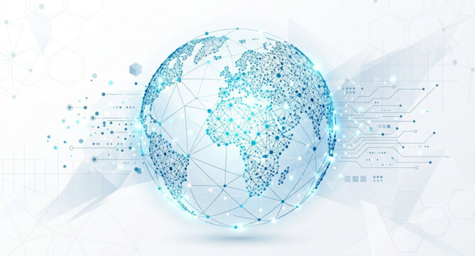 Digital global dot sphere technology vector background isolated on white