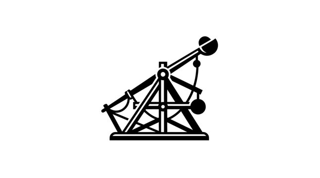 Illustration of a medieval trebuchet siege weapon design.